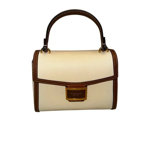 Like new! Kate Spade Colorblocked Small Top Handle Bag in Halo White - Picture 9 of 12